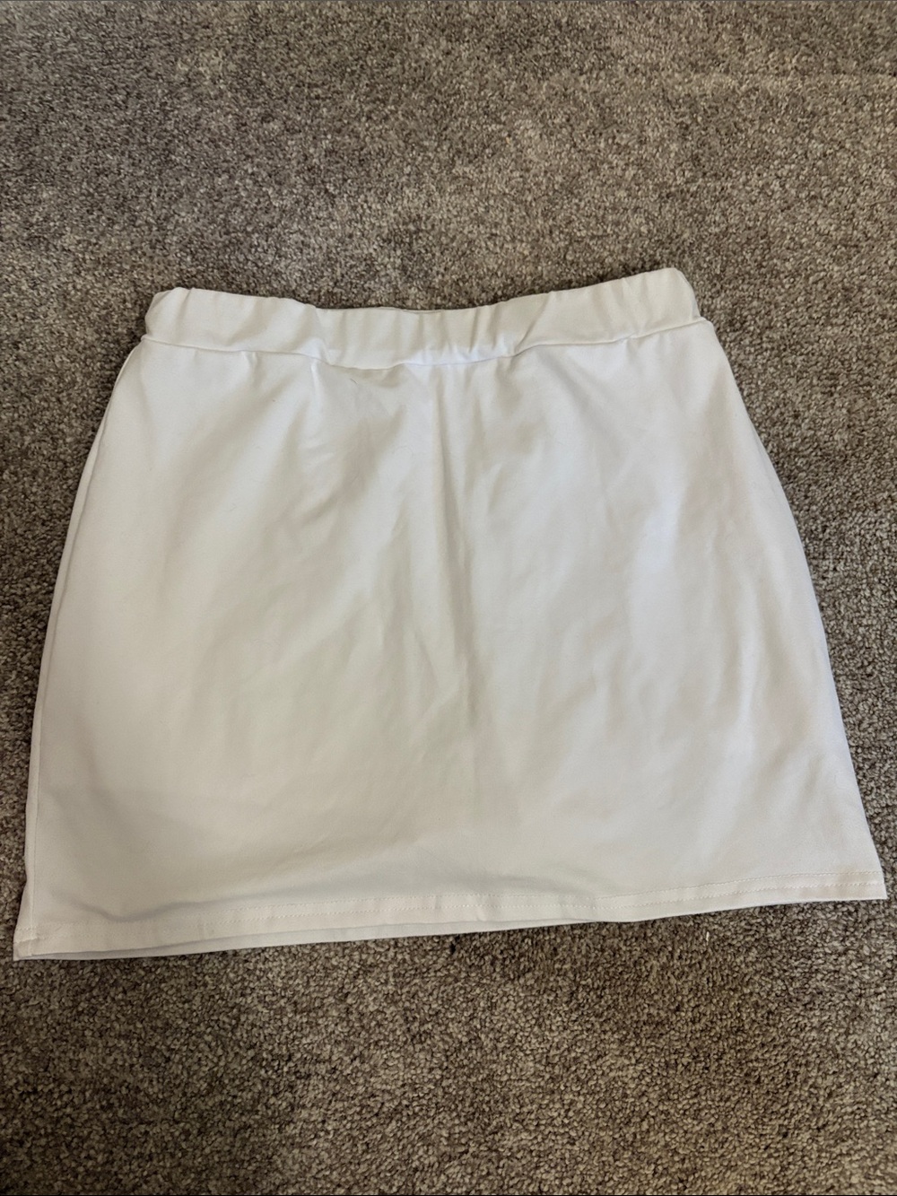 Amazon White Stretch Mini Skirt with Elastic Waistband
